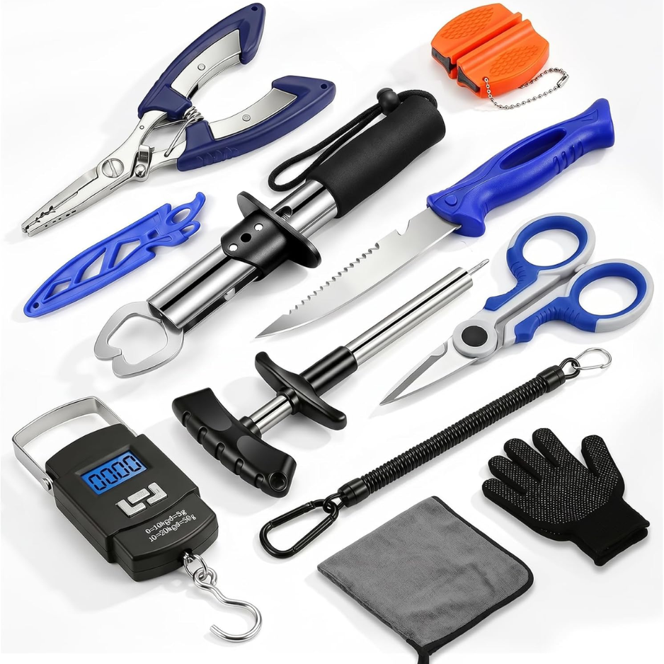 Fishing Tool Kit With Pliers, Hook Remover, Fish Gripper & Scale — product image 1
