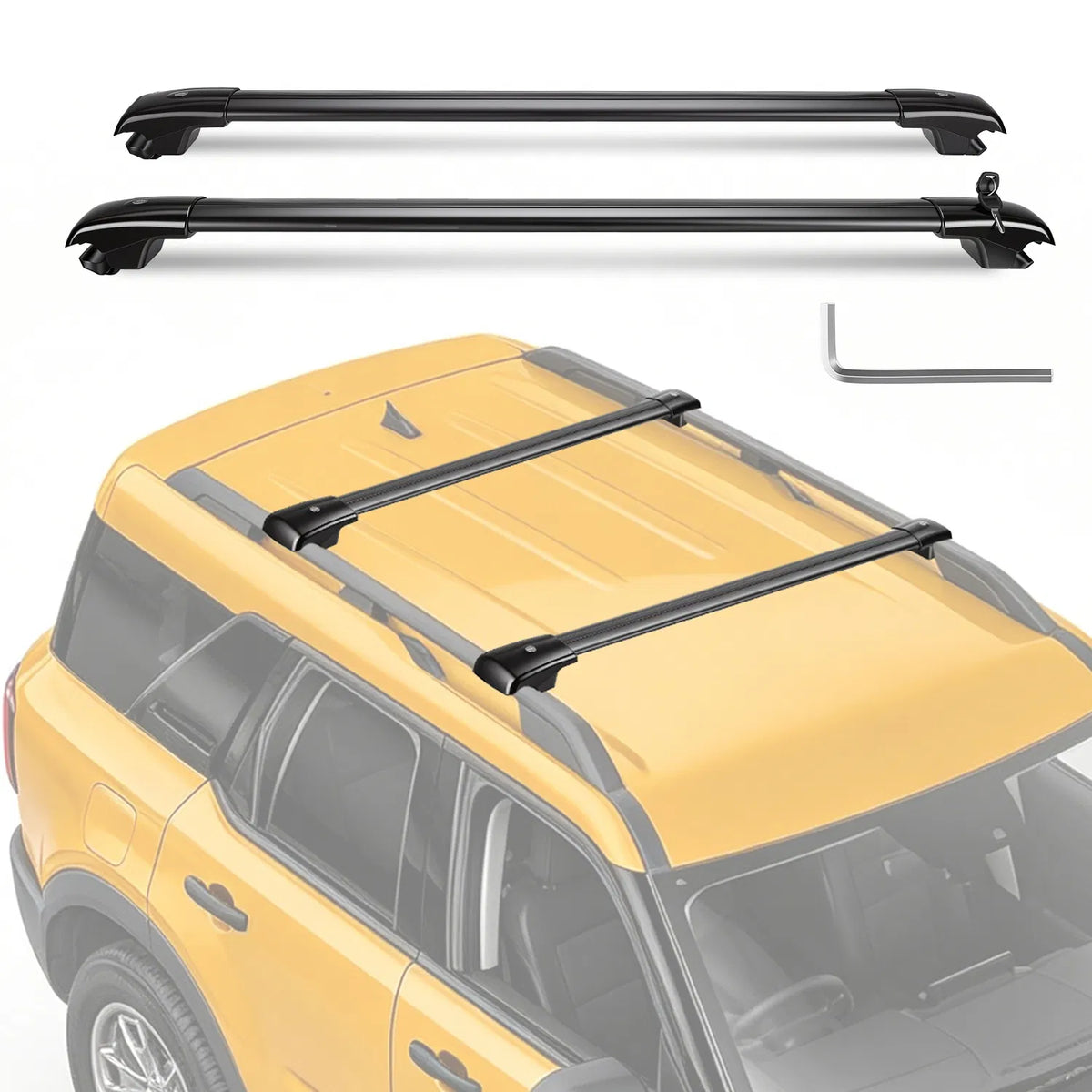 Roof Rack Cross Bars Fit for Ford Bronco Sport 2021-2026 On-Road Off-Road Aluminum Lockable Car Roof Crossbar Set for Factory Raised Side Rails 396LBS Capacity for Luggage Kayak Bike — product image 15