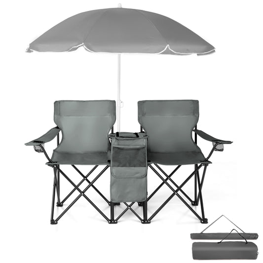 59x19.6x31in, Grey, Fishing Chair, Iron Stand, Oxford Cloth 85kg With Parasol — product image 2