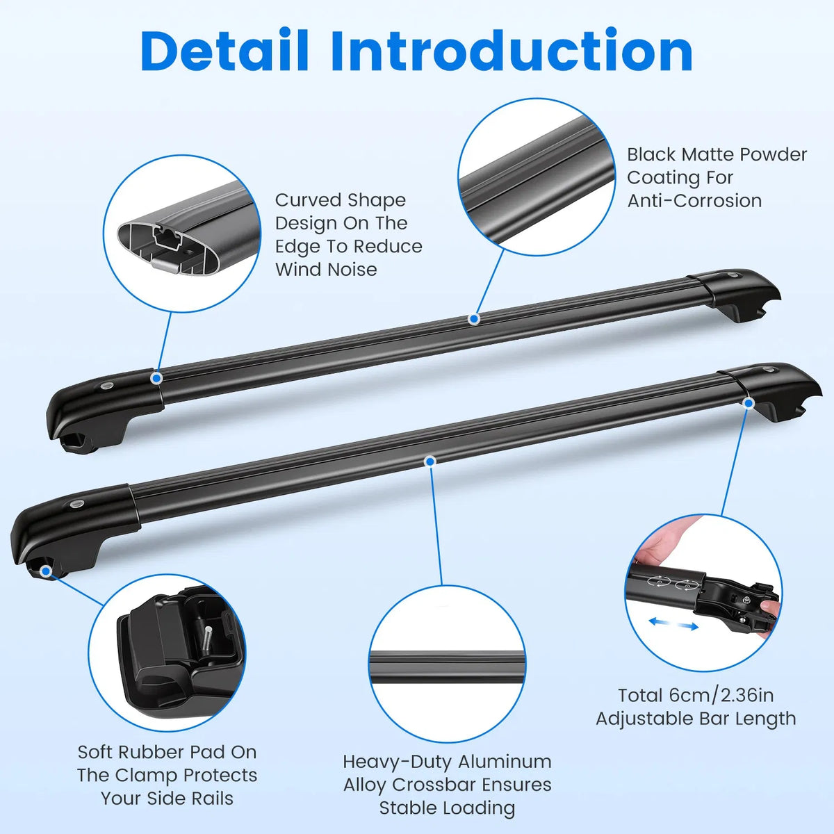 Roof Rack Cross Bars Fit for Ford Bronco Sport 2021-2026 On-Road Off-Road Aluminum Lockable Car Roof Crossbar Set for Factory Raised Side Rails 396LBS Capacity for Luggage Kayak Bike — product image 6