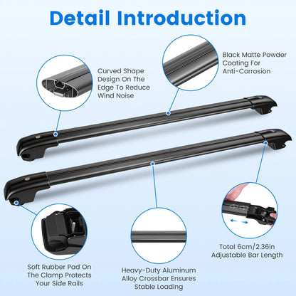Roof Rack Cross Bars Fit for Ford Bronco Sport 2021-2026 On-Road Off-Road Aluminum Lockable Car Roof Crossbar Set for Factory Raised Side Rails 396LBS Capacity for Luggage Kayak Bike — product image 6
