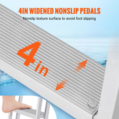 VEVOR Dock Ladder, Removable 4 Steps, 350 Lbs Load Capacity, Aluminum Alloy Pontoon Boat Ladder With Wide Step & Nonslip Rubber Mat, Easy To Install For Ship Lake Pool Marine Boarding — product image 14