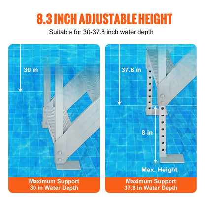 Dock Ladder 4 Step, Dock Stairs 30''-38'' Adjustable Height, 500 Lbs Load Capacity, Aluminum Pontoon Boat Ladder With Dual Handrails & Nonslip Rubber Mat For Ship/Lake/Pool/Marine Boarding — product image 3