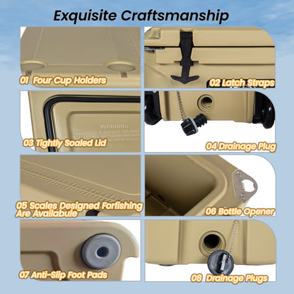 85 Quart Khaki Cooler, Bear-Resistant Rotomolded Ice Chest - Ultra-Tough Insulated Cooler With 6-Day Ice Retention For Camping, Fishing, Job Site & Off-Grid Adventures — product image 2