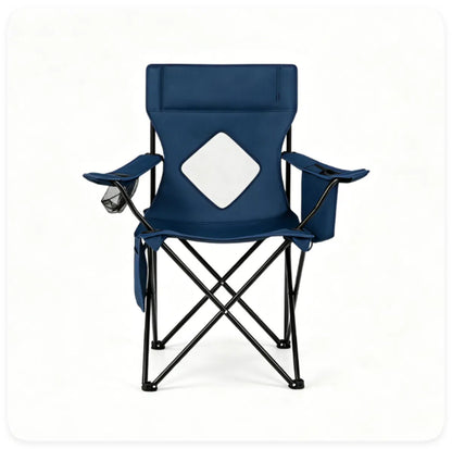 Folding Camping Chair, Heavy-Duty Metal Frame Portable Outdoor Chair with Cup Holder, Insulated Cooler Bag & Side Pocket for Camping Fishing Beach - Blue — product image 5