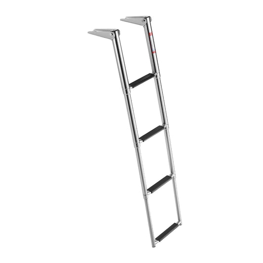 Boat Ladder, 4 Steps, Stainless Steel Telescoping Folding Swim Deck Ladder For Rear Entry Inboard, Heavy Duty 900 Lbs Capacity With Wide Anti-Slip Steps, For Outboards, Yacht, Pontoon Boats — product image 1