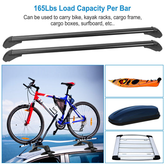 2PCS Universal 110cm 43-inch Car Roof Rack Cross Bar With Anti-Theft Lock Adjustable Window Frame For Bike Kayak Cargo Luggage — product image 2