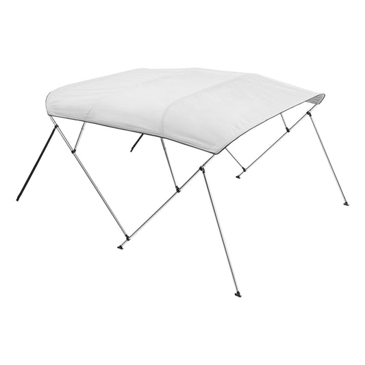 4 Bow Boat Bimini Tops, 600D Polyester Canopy With Aluminum Alloy Frame, Waterproof & Sun Shade Boat Awning Canopy With Storage Bag, 2 Support Poles, 4 Straps, 96"Lx(79"-84")Wx54"H, Light Grey — product image 1