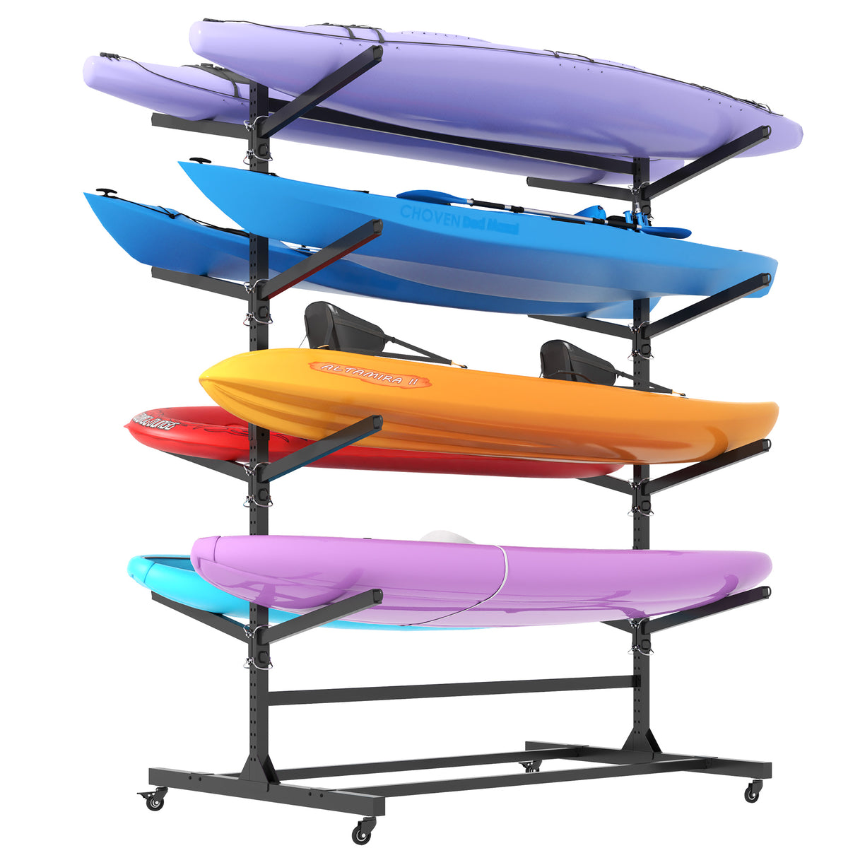 82 H Kayak Storage Rack, Heavy Duty Freestanding Kayak Storage Rack -Adjustable 8 Kayak Stand With Wheels For Garage, Indoor & Outdoor Use, 58 Dx45.9 Wx82.3 H — product image 1