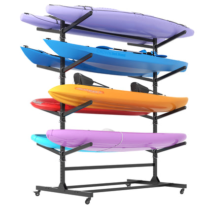 82 H Kayak Storage Rack, Heavy Duty Freestanding Kayak Storage Rack -Adjustable 8 Kayak Stand With Wheels For Garage, Indoor & Outdoor Use, 58 Dx45.9 Wx82.3 H — product image 1