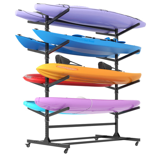 82 H Kayak Storage Rack, Heavy Duty Freestanding Kayak Storage Rack -Adjustable 8 Kayak Stand With Wheels For Garage, Indoor & Outdoor Use, 58 Dx45.9 Wx82.3 H — product image 1