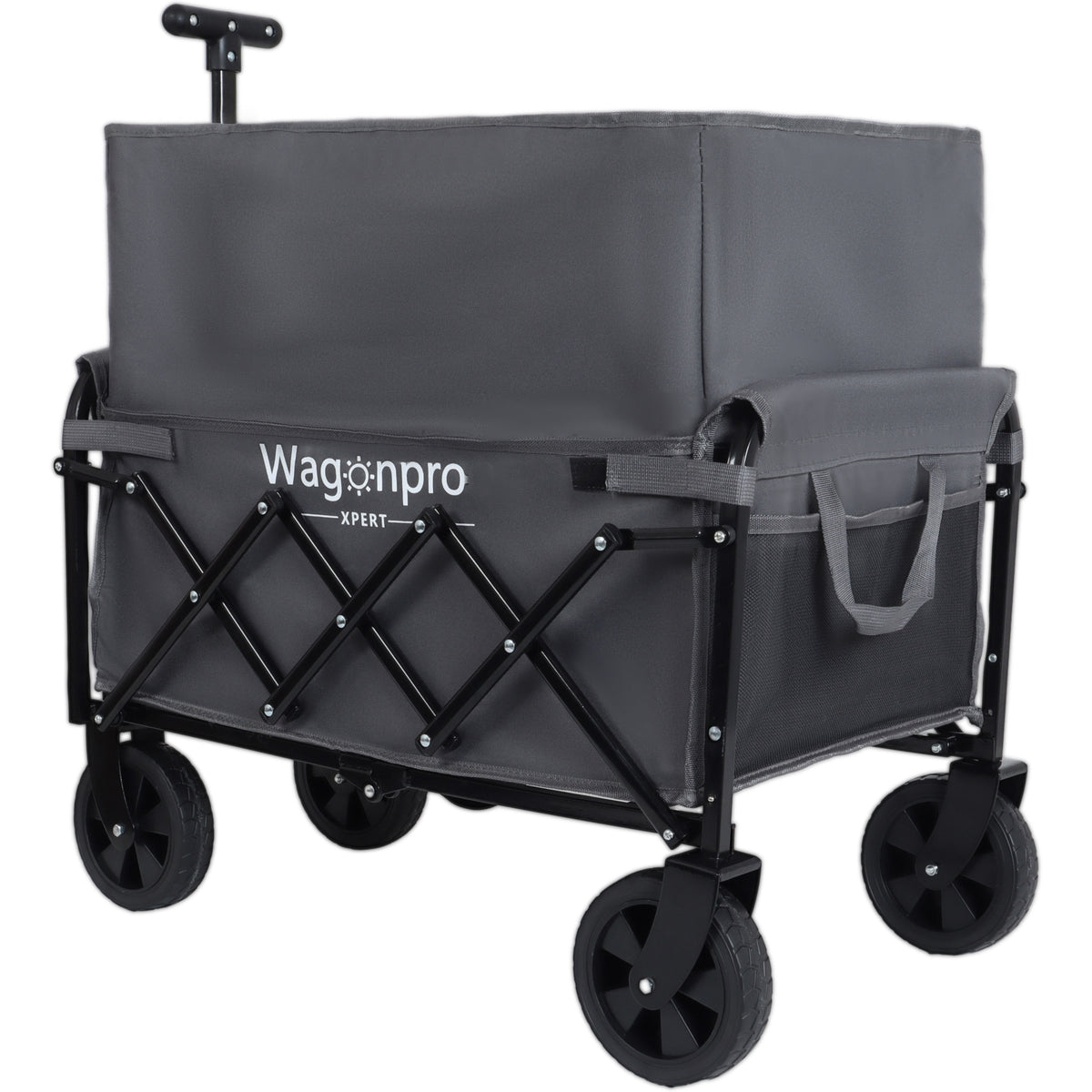 Expandable Dual- Layer Utility Wagon With Extra Space - 225lbs Grocery Cart For Camping Shopping Sports Gardening Fishing Gray — product image 3