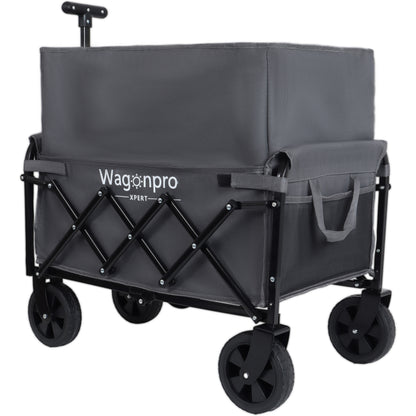 Expandable Dual- Layer Utility Wagon With Extra Space - 225lbs Grocery Cart For Camping Shopping Sports Gardening Fishing Gray — product image 3