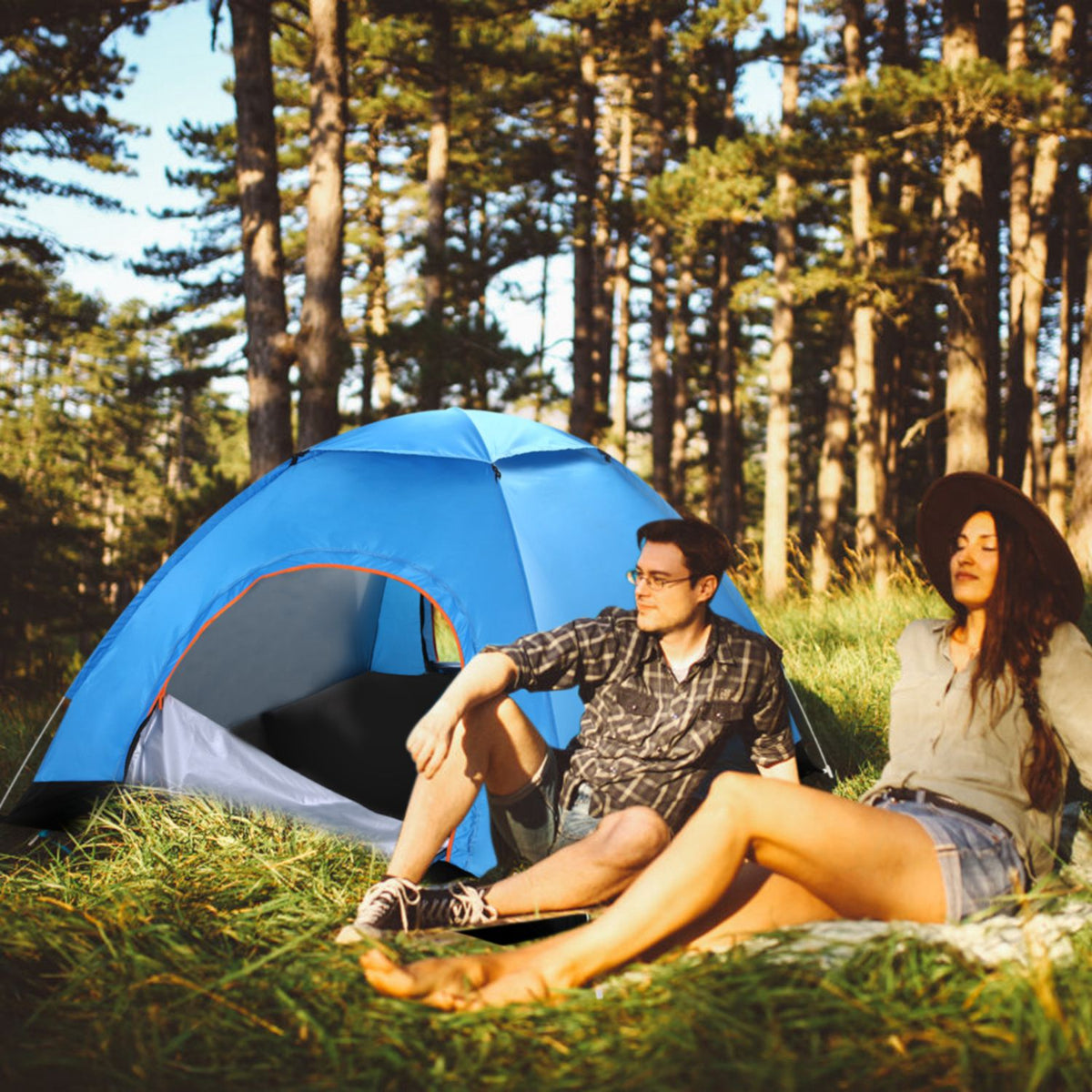 1Pc 4 Persons Camping Waterproof Tent Instant Setup Tent With Mosquito Net Doors Carrying Bag Folding 4 Seasons For Hiking Climbing Adventure Fishing — product image 3