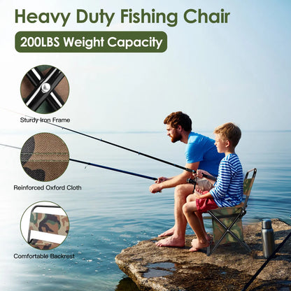 Foldable Fishing Chair With Backrest Built-In Cooler Bag Portable Handle Outdoor Lightweight Fishing Stool For Camping Hiking Hunting — product image 5