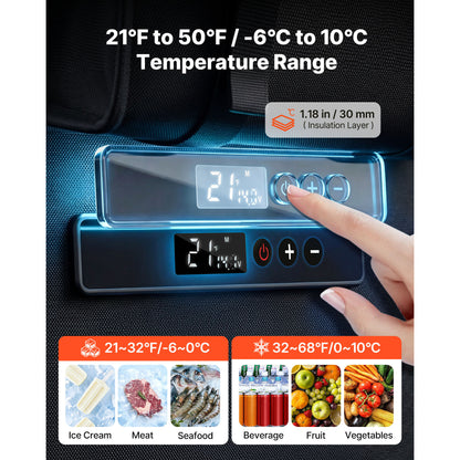 12 Volt Refrigerator, 13.7 QT/ 13L Car Fridge, Portable Electric Freezer Compressor, 12V/24V DC, 21℉ To 50℉/ -6℃ To 10℃, For Truck Van RV SUV Boat Travel Camping Road Trips — product image 3