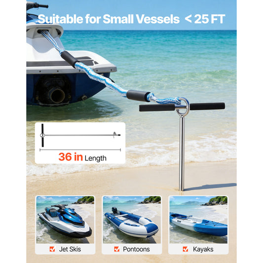 Sand Anchor, 36 In Stainless Steel Beach Anchor, Screw In Sand Boat Anchors With Spiral Blade, Shallow Water Boat Auger Anchors, For Securing Jet Ski PWC Pontoon Kayak On Beaches And Sandbars — product image 2