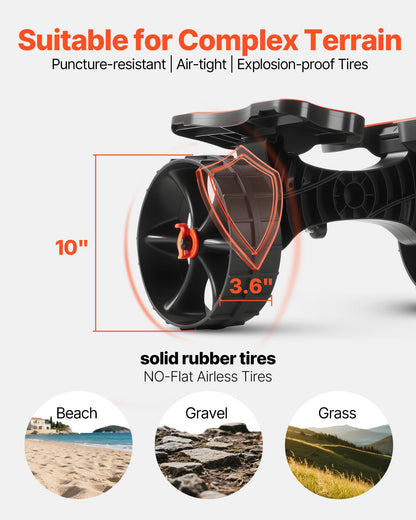 Kayak Cart, 300 Lbs Load Capacity, Foldable Kayak Trolley With 10-inch Solid Rubber Tires & 1 Ratchet Strap, Paddle Board Trolley For Carrying Kayaks, Canoes, Paddleboards, Float Mats, Jon Boats — product image 3