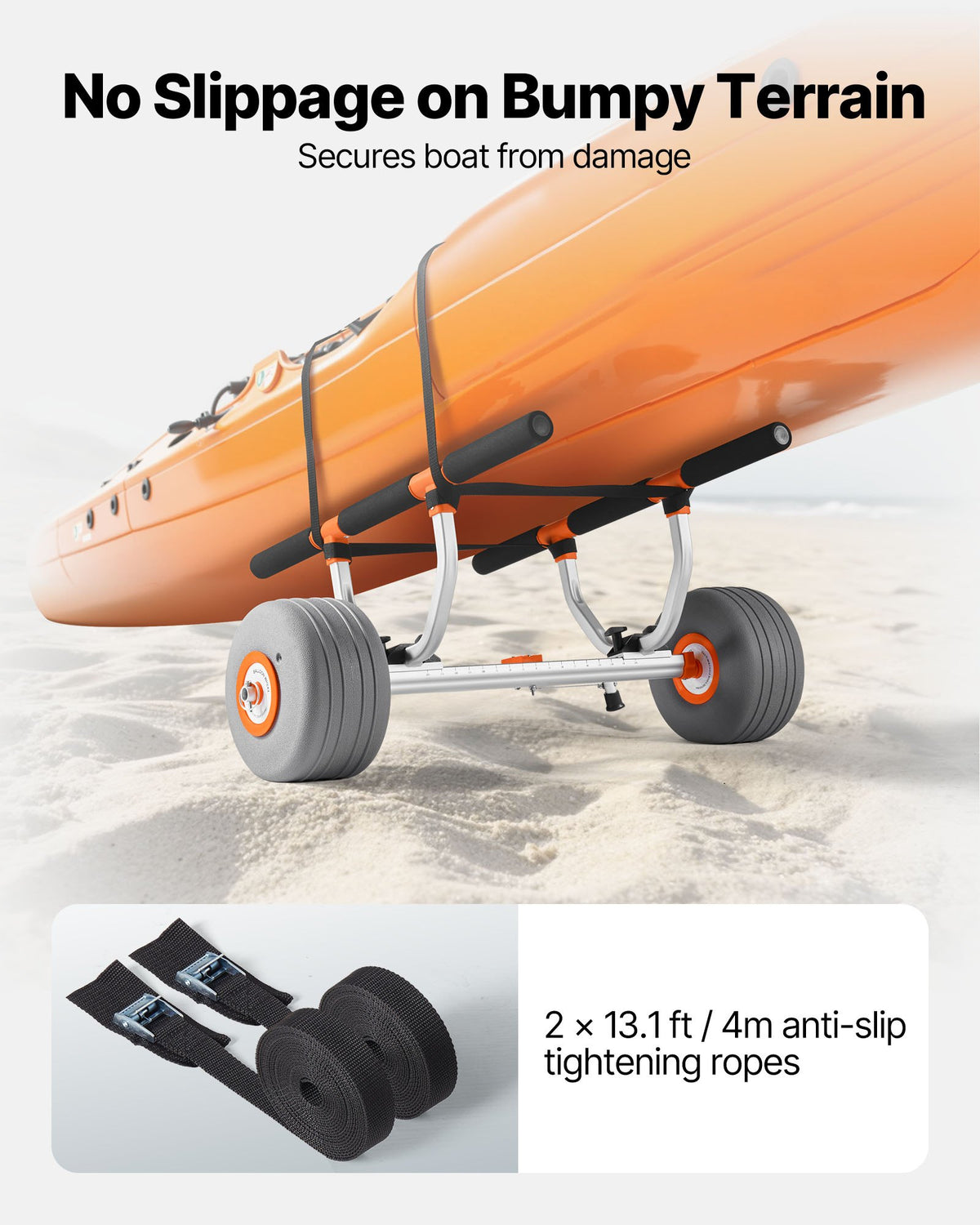 Kayak Cart, 350 Lbs Load Capacity, Kayak Trolley With 12-inch Inflatable PU Tires & 2 Straps, Assembles & Disassembles Within Seconds, Paddle Board Trolley For Carrying Kayaks And Canoes — product image 4