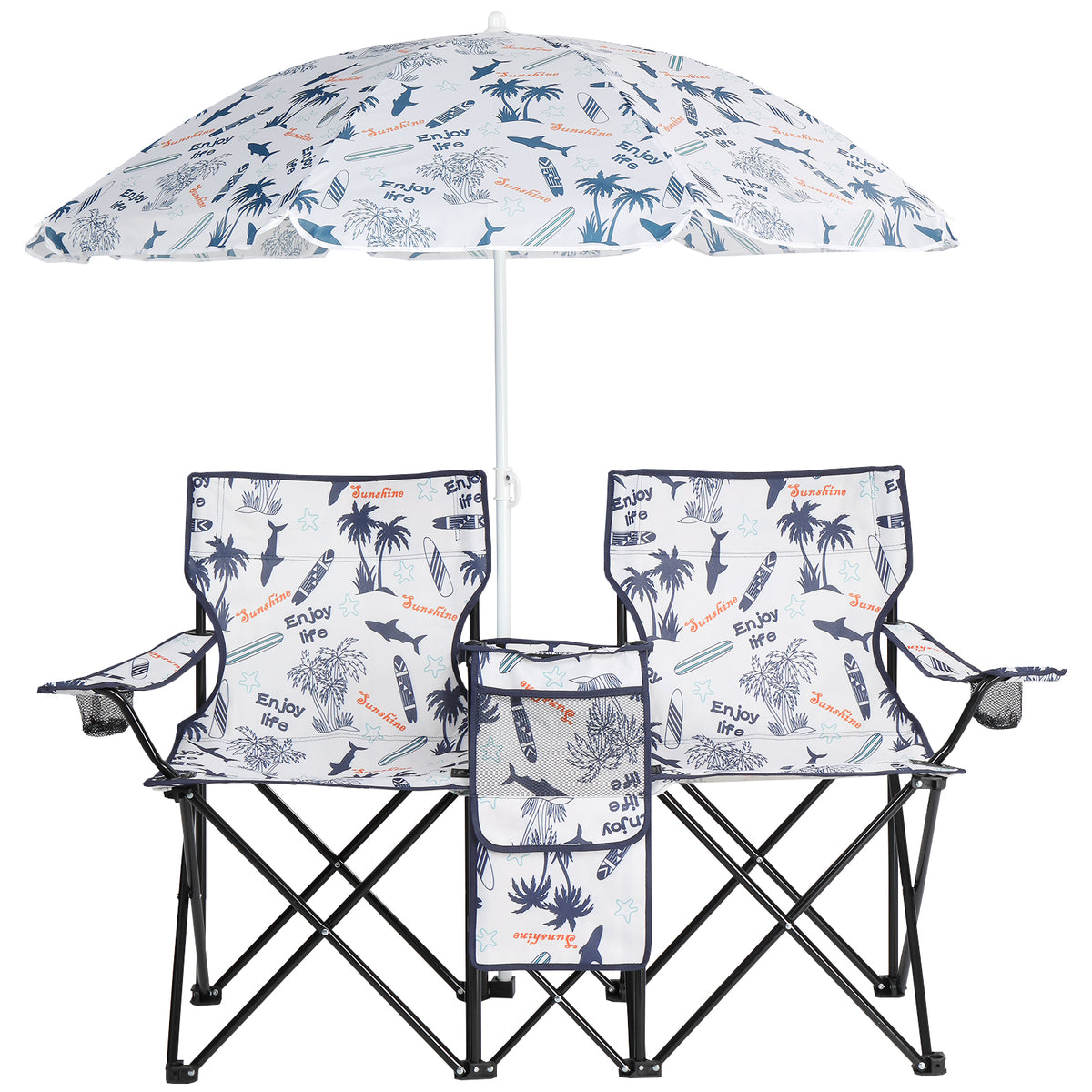 59x19.6x31in, Coconut Tree Pattern, Fishing Chair With Parasol, Camping Chairs — product image 15