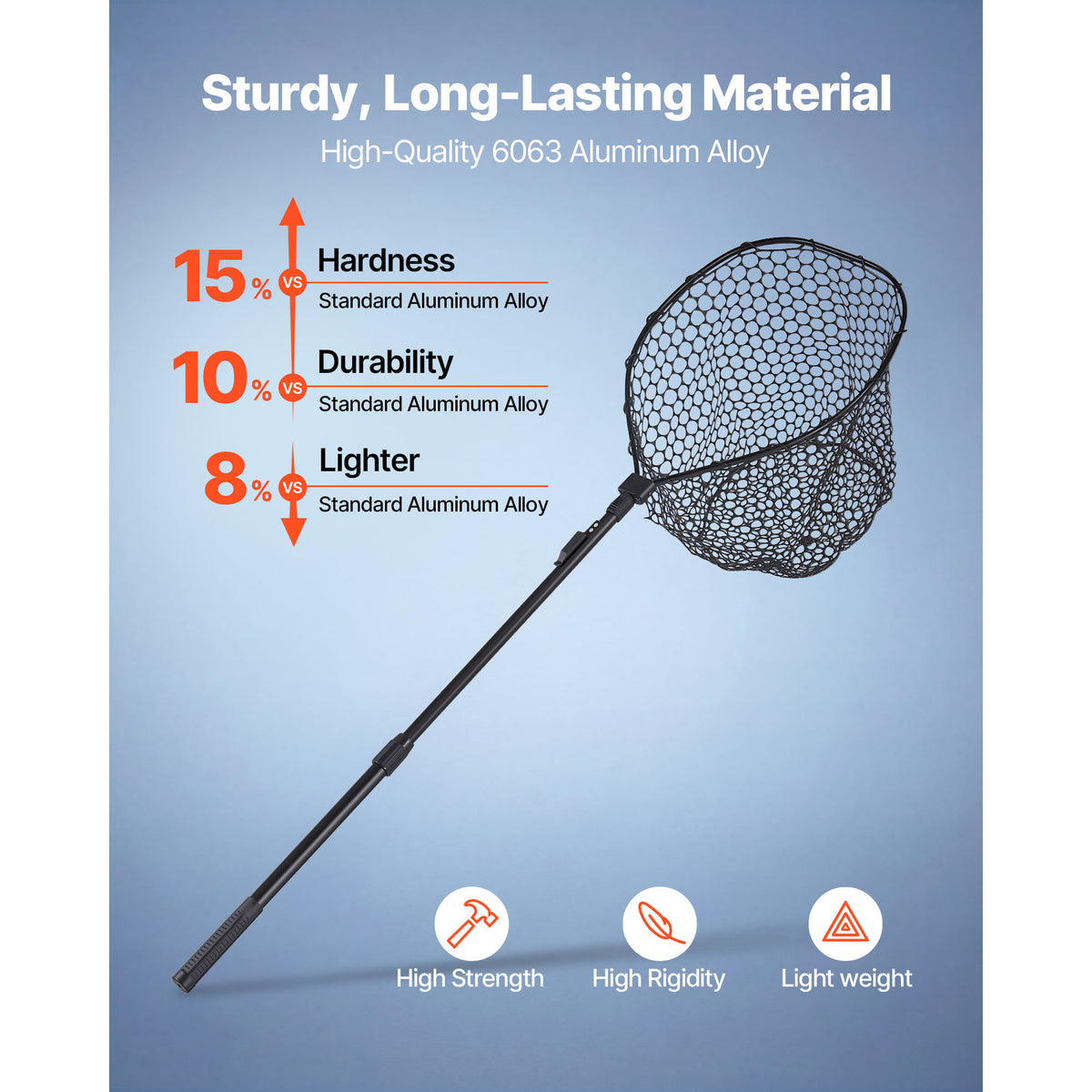 Fishing Net, Foldable Landing Nets With Telescopic Handle, Portable Lightweight And Stronger 6063 Aluminum Fish Gear, Soft Silicone Fish-Friendly Mesh, For Kayak, Boat, Bank, Pond, Gifts For Men — product image 2
