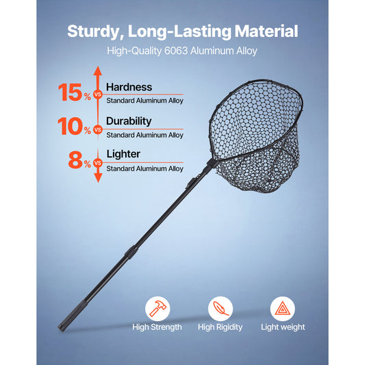 Fishing Net, Foldable Landing Nets With Telescopic Handle, Portable Lightweight And Stronger 6063 Aluminum Fish Gear, Soft Silicone Fish-Friendly Mesh, For Kayak, Boat, Bank, Pond, Gifts For Men — product image 2