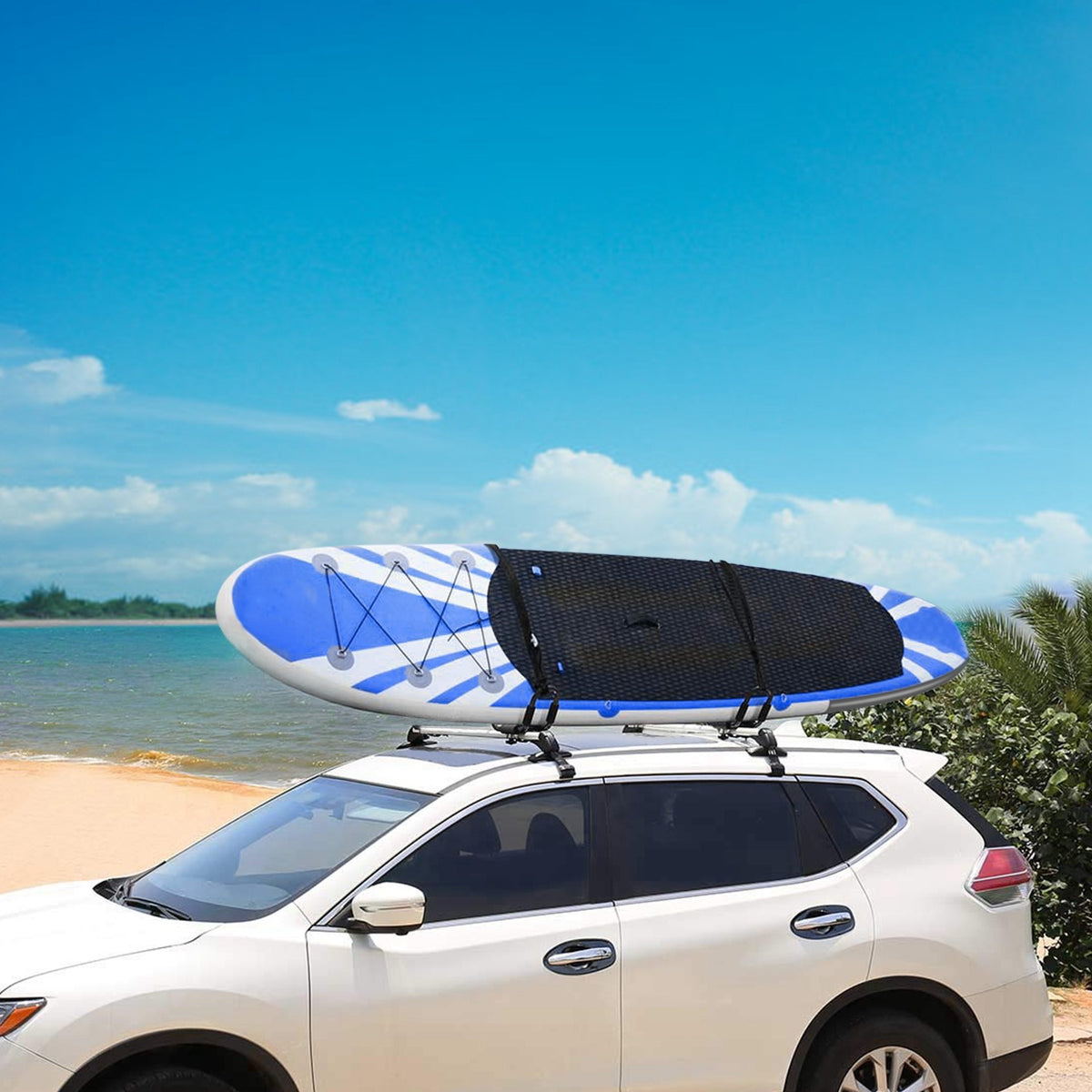 1 Pair Universal J-Bar Kayak Carrier 220LBS Load Heavy Duty Canoe Car Top Mount Carrier Roof Rack With 2Pcs Tie Down Straps — product image 4