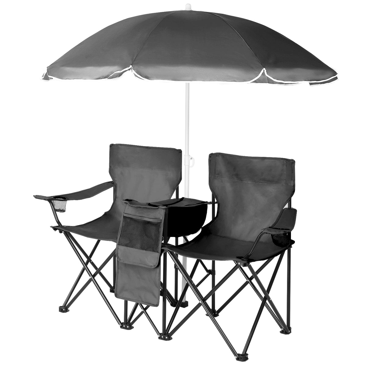 Black Fishing Chair Iron Bracket Oxford Cloth 85kg With Sunshade — product image 35