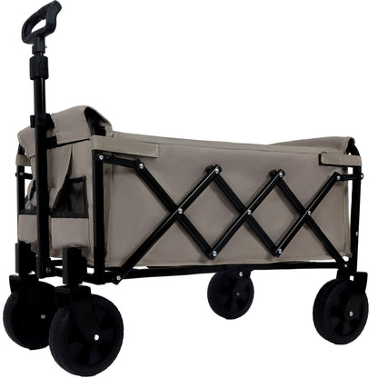 Expandable Dual- Layer Utility Wagon With 100 Extra Space - Grocery Cart For Camping Shopping Sports Gardening Fishing Supports 225lbs Beige — product image 5