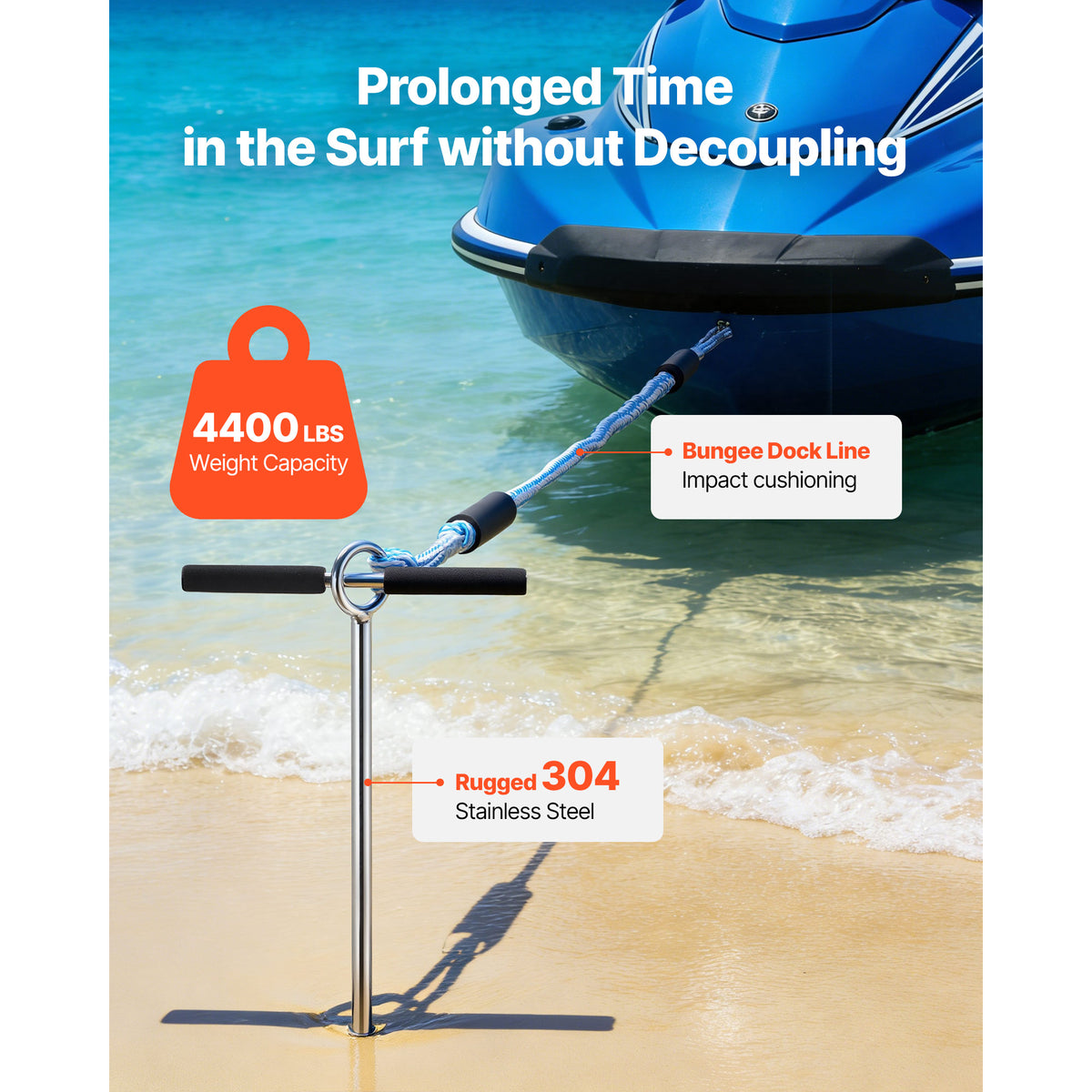 Sand Anchor, 36 In Stainless Steel Beach Anchor, Screw In Sand Boat Anchors With Spiral Blade, Shallow Water Boat Auger Anchors, For Securing Jet Ski PWC Pontoon Kayak On Beaches And Sandbars — product image 5