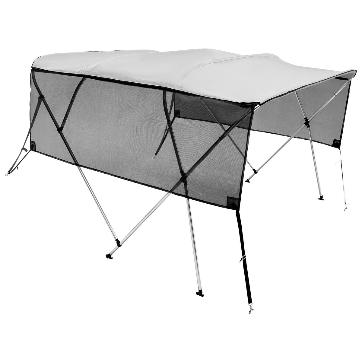 VEVOR 4 Bow Bimini Top Boat Cover, Detachable Mesh Sidewalls, 600D Polyester Canopy With Aluminum Alloy Frame, Includes Storage Boot, 2 Straps, 2 Support Poles, — product image 16
