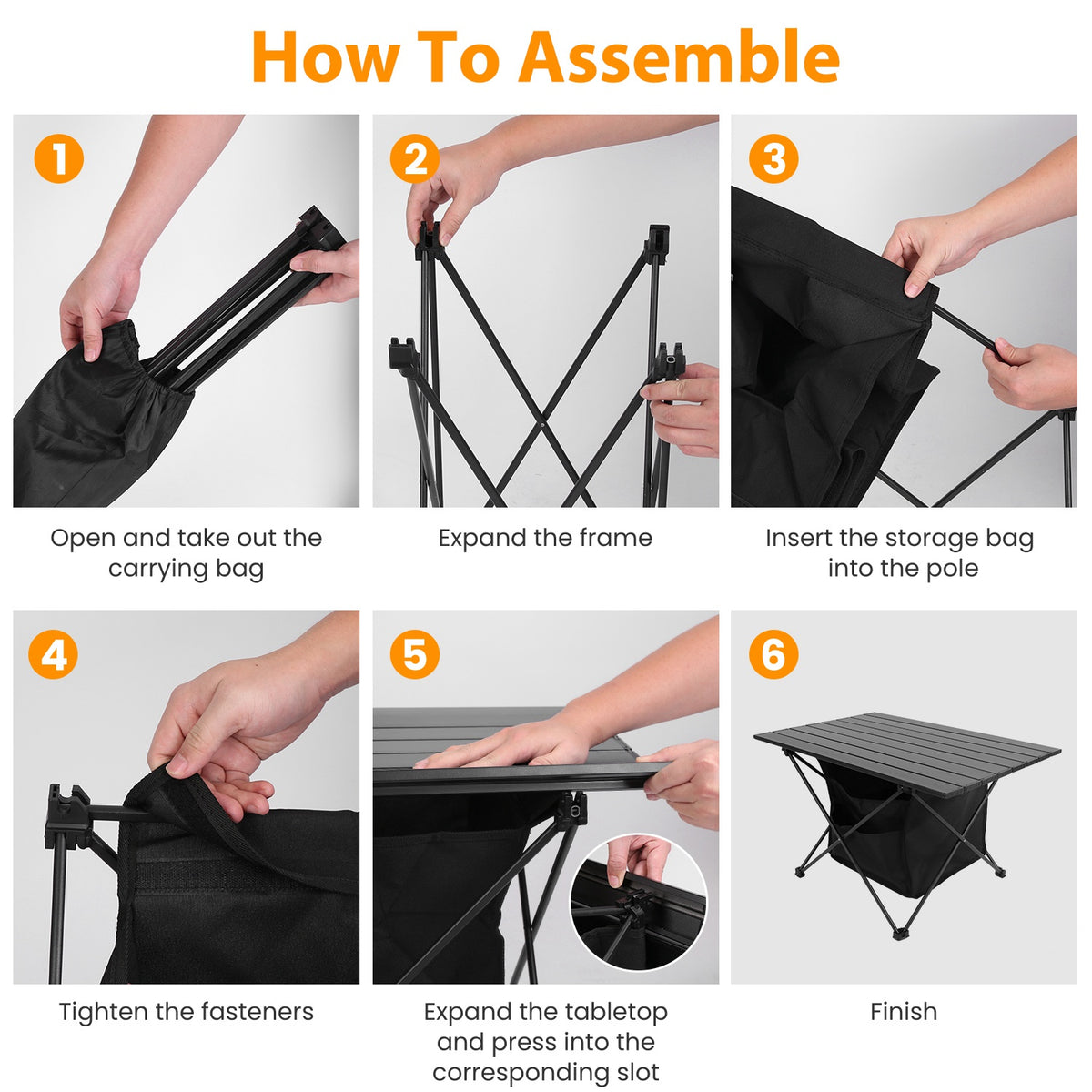 1Pc Foldable Camping Table With Storage Basket Rustproof Portable Aluminum Alloy Roll-Up Camping Table With Carrying Bag For Camping Hiking BBQ Picnic Fishing Fedex Shipping — product image 3