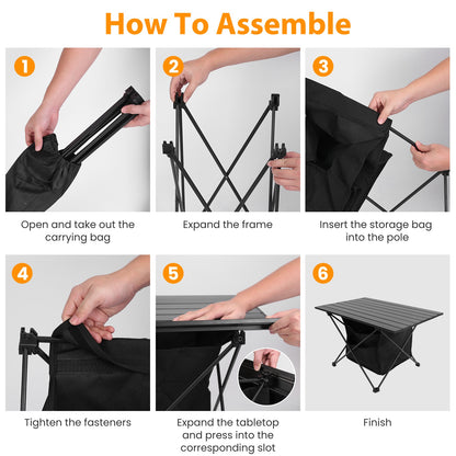 1Pc Foldable Camping Table With Storage Basket Rustproof Portable Aluminum Alloy Roll-Up Camping Table With Carrying Bag For Camping Hiking BBQ Picnic Fishing Fedex Shipping — product image 3