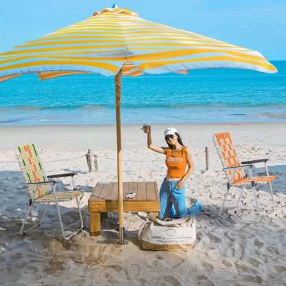 Set of 2 Webbed Folding Beach Chairs, Outdoor Patio Lawn Foldable Chairs for Camping Fishing Yard Poolside BBQ, Orange & White — product image 18
