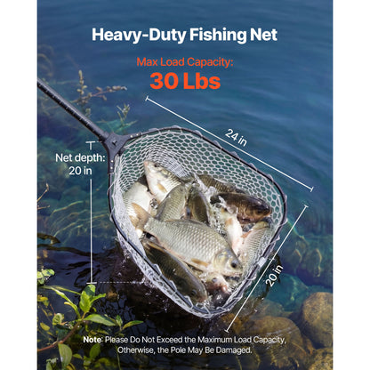 Fishing Net, Foldable Landing Nets With Telescopic Handle And Built In Length Scale, Lightweight And Stronger 6063 Aluminum Fish Gear, Soft Silicone Mesh, Holds Up To 30 Lbs, For Kayak Boat Bank — product image 5