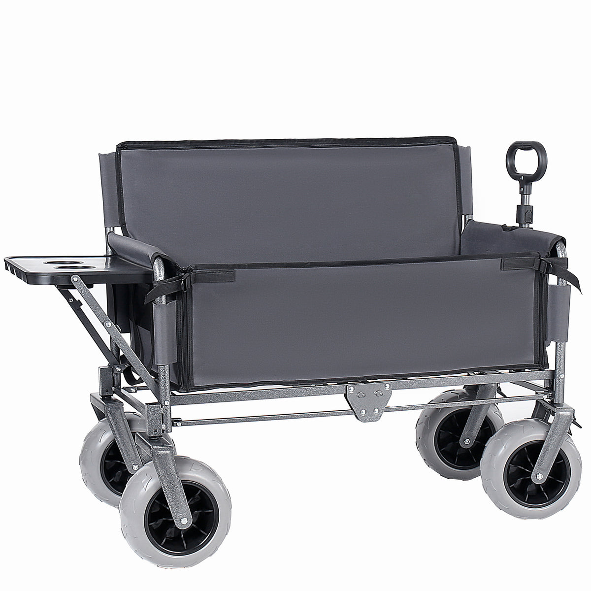 3- In- 1 Collapsible Wagon Converts To Bench Convertible Folding Wagon Cart With Rear- Mounted Folding Tabletop 500lbs Heavy- Duty 180L Capacity For Camping Beach Garden Fishing- Gray — product image 7