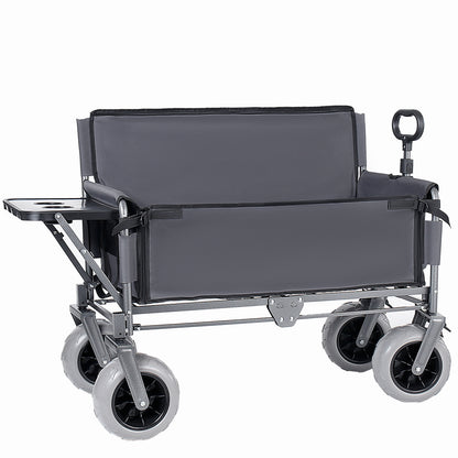3- In- 1 Collapsible Wagon Converts To Bench Convertible Folding Wagon Cart With Rear- Mounted Folding Tabletop 500lbs Heavy- Duty 180L Capacity For Camping Beach Garden Fishing- Gray — product image 7