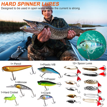 375Pcs Fishing Baits And Tackle Box Saltwater Freshwater Fishing Lures Kit Lifelike Popper Crankbaits Crickets Frogs Spoon Lures Maggots — product image 5