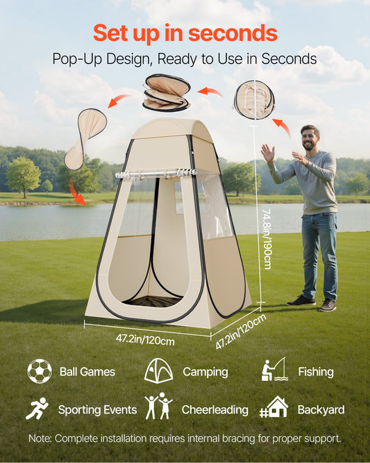 Pop Up Sports Tent, 47x47 In Clear Bubble Tent For 1 Person, Waterproof Outdoor Pod With Floor Mat & Top Cover, Garden Igloo Dome Tents Camping Shelter For Events Fishing Cheering — product image 2