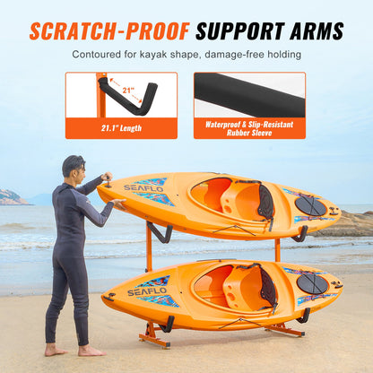 Freestanding Kayak Storage Rack, Kayak Stand For 2 Kayak Canoe Paddleboard, Heavy-duty Steel Kayak Hanger Holder With Padded Arms And Adjustable Width, 175LBS Max Load, For Indoor Outdoor Garage — product image 7