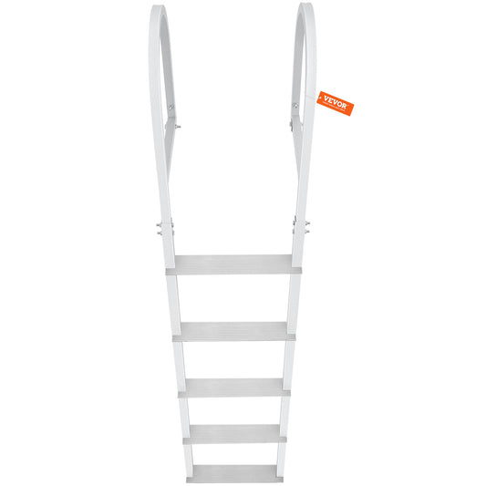 Dock Ladder, Removable 5 Steps, 500 Lbs Load Capacity, Aluminum Alloy Pontoon Boat Ladder With 3.1'' Wide Step & Nonslip Rubber Mat, Easy To Install For Ship/Lake/Pool/Marine Boarding — product image 1