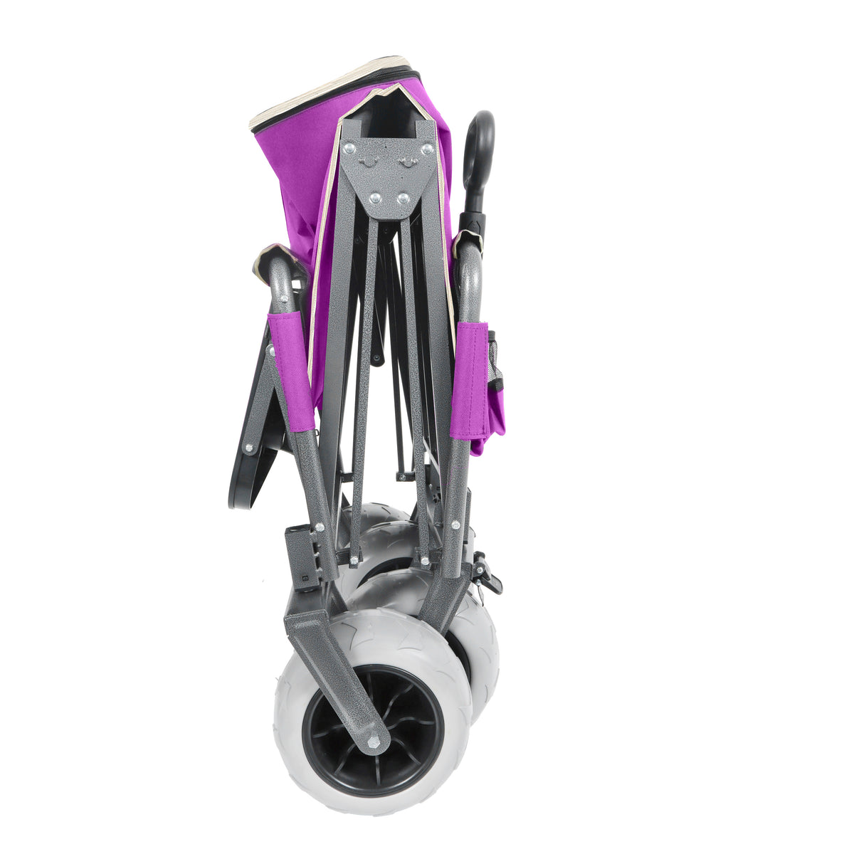 3- In- 1 Collapsible Wagon Converts To Bench Convertible Folding Wagon Cart With Rear- Mounted Folding Tabletop 500lbs Heavy- Duty 180L Capacity For Camping Beach Garden Fishing- Purple — product image 11