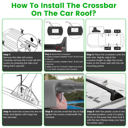 Roof Rack Cross Bars For Fit RAV4 2019-2025 Aluminum Roof Rails Cargo Crossbars For Flush Side Rails Heavy Duty Rooftop Carrier Anti-Theft Lock For Kayak Bike Luggage 260lbs Capacity — product image 6