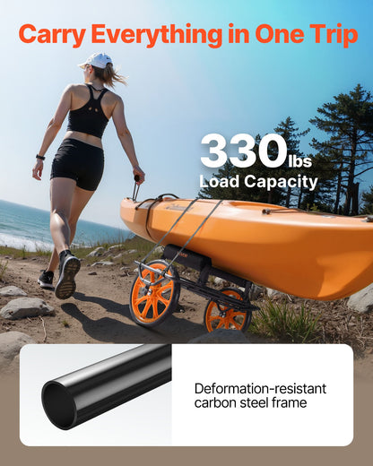 Kayak Cart, 330 Lbs Load Capacity, Canoe Cart Dolly With 15-inch Solid Rubber Tires & Kickstand, Assembles & Disassembles Within Seconds, Paddle Board Trolley For Kayaks, Canoes, Paddleboards — product image 2