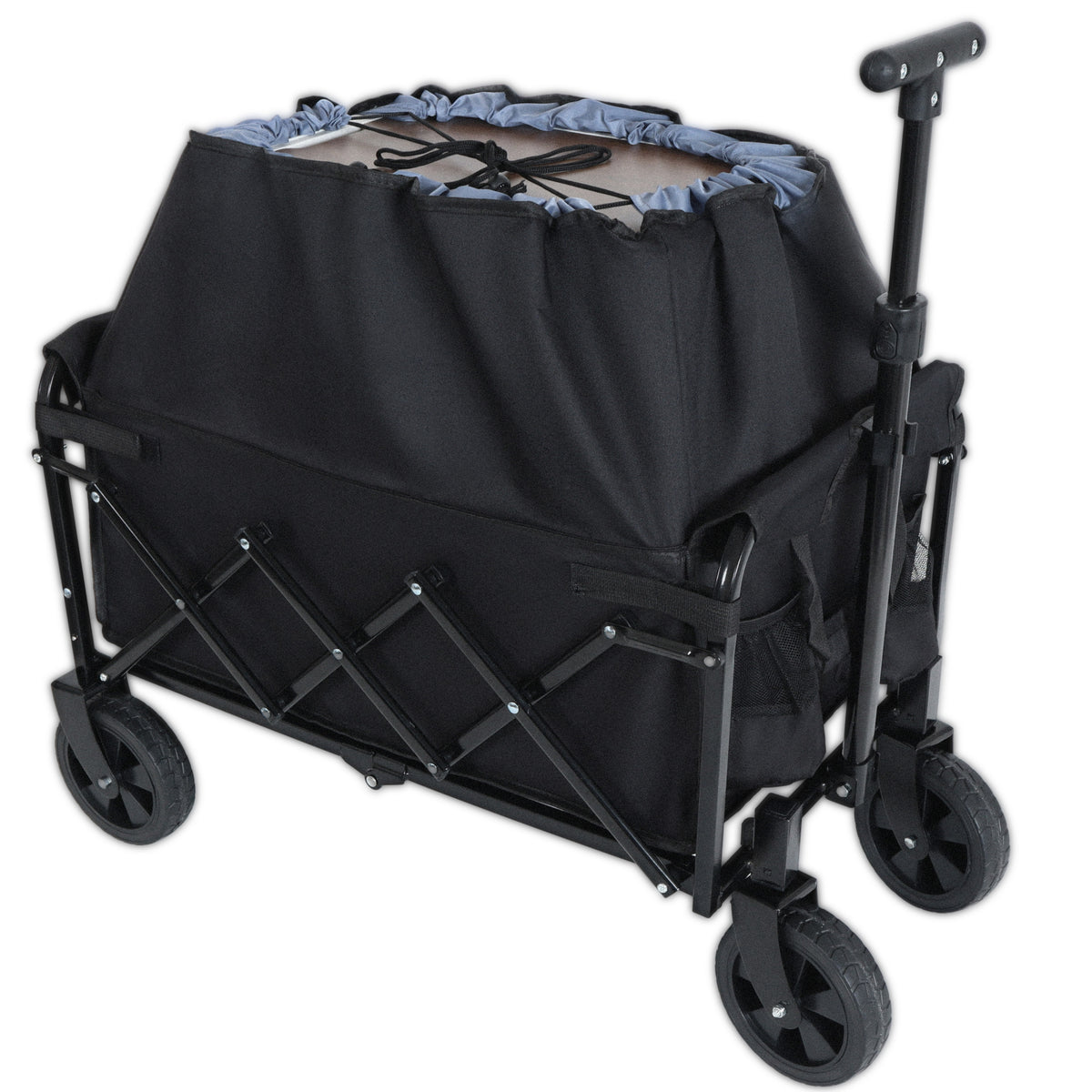 Expandable Dual- Layer Utility Wagon With Extra Space - 225lbs Grocery Cart For Camping Shopping Sports Gardening Fishing Black — product image 10