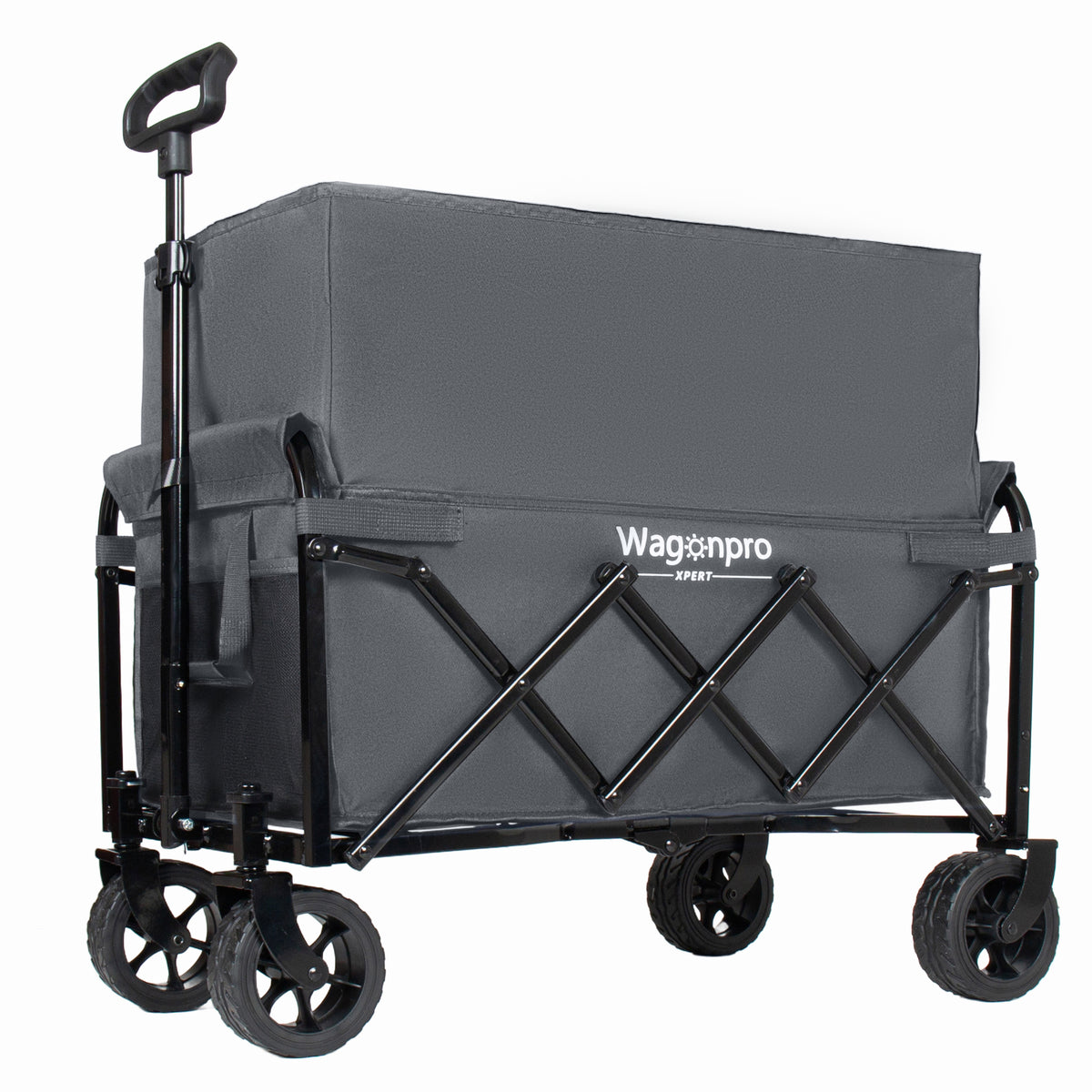 Upgraded 5x2 Wide Wheels- Expandable Dual- Layer Utility Wagon With Extra Space 220lbs Capacity Grocery Cart For Camping Shopping Sports Gardening Fishing Gray — product image 11