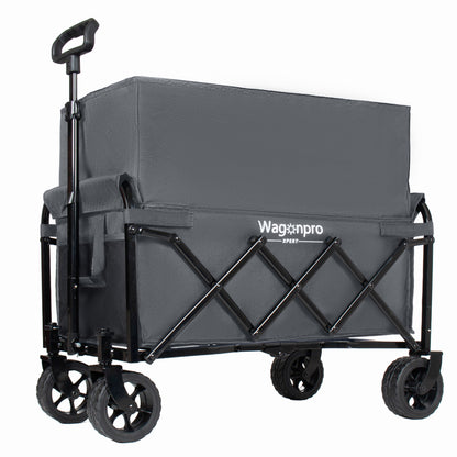 Upgraded 5x2 Wide Wheels- Expandable Dual- Layer Utility Wagon With Extra Space 220lbs Capacity Grocery Cart For Camping Shopping Sports Gardening Fishing Gray — product image 11
