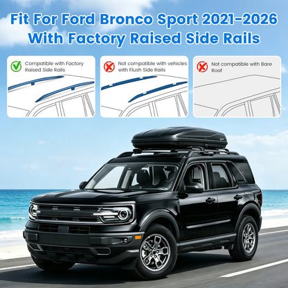 Roof Rack Cross Bars Fit for Ford Bronco Sport 2021-2026 On-Road Off-Road Aluminum Lockable Car Roof Crossbar Set for Factory Raised Side Rails 396LBS Capacity for Luggage Kayak Bike — product image 11