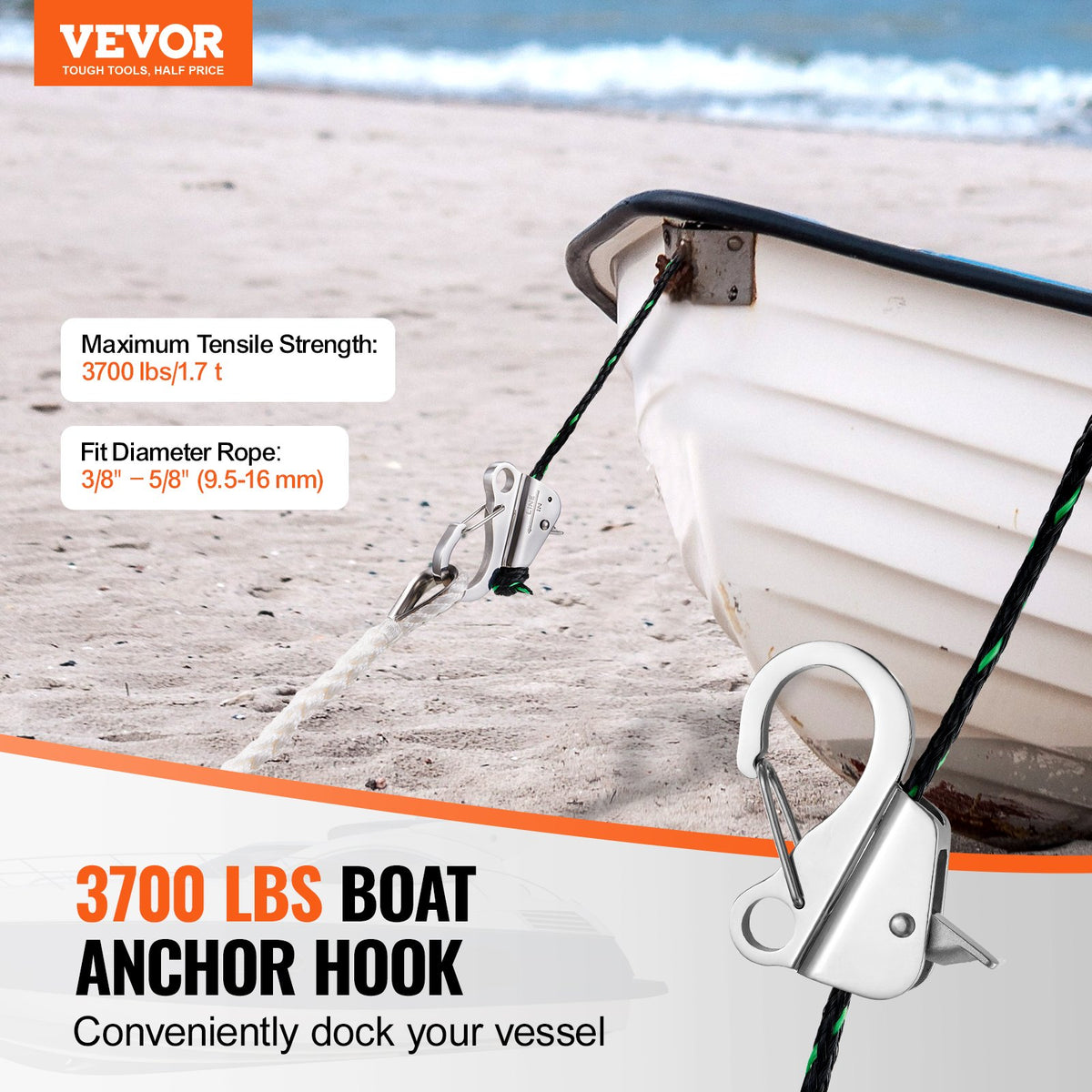 Boat Anchor Hook, 304 Stainless Steel Slide Anchor, Knotless Anchor System With Quick Release, Boat Anchor Hook Clips For — product image 19