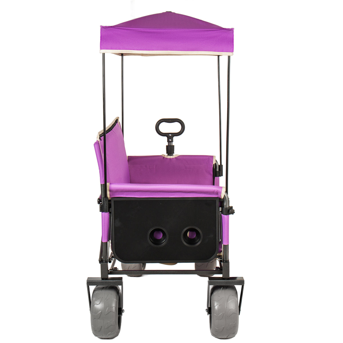 3- In- 1 Collapsible Wagon Converts To Bench Convertible Folding Wagon Cart With Canopy &Rear- Mounted Folding Tabletop 500lbs Heavy- Duty 180L Capacity For Camping Beach Garden Fishing- Purple — product image 11